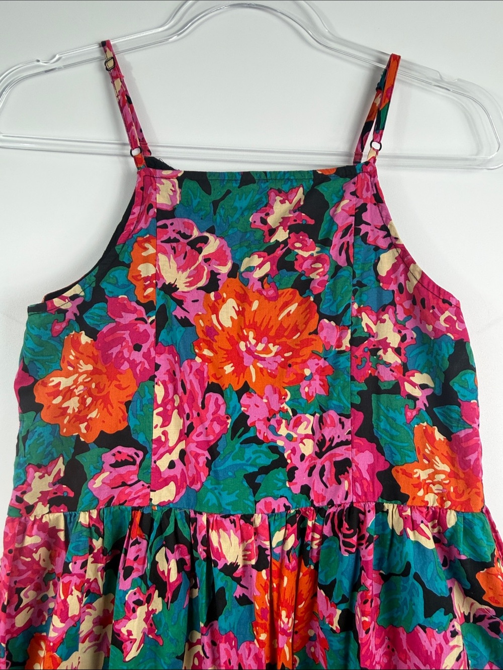 Chelsea & Violet Floral Tiered Midi Dress S Pink Teal Boho Sundress - Picture 7 of 9